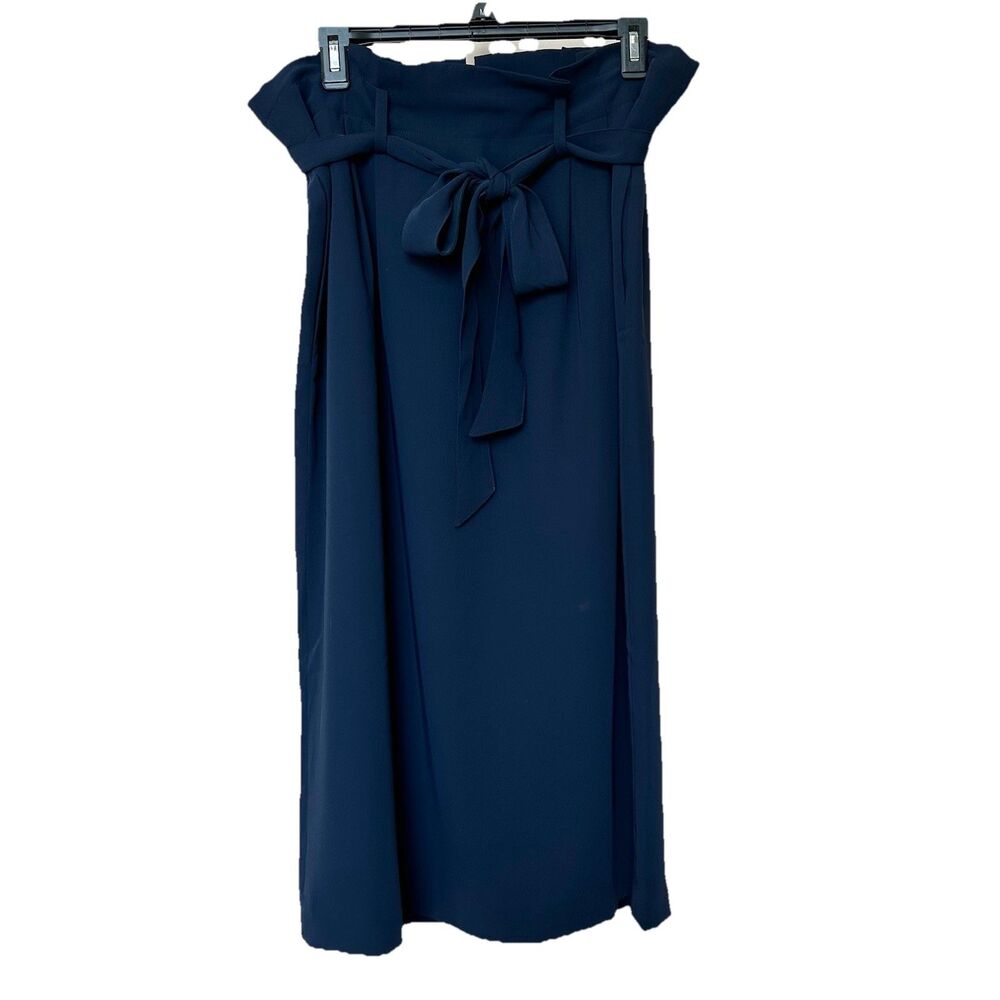 Boden Skirt 12 A Line Midi Blue Tie Belt Career Minimalist Academia Preppy
